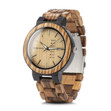 BOBO BIRD Mens Wooden Watch Analog Quartz with Week Display Lightweight Handmade Wood Wrist Watch for Men (Brown Dial) BOBO BIRD