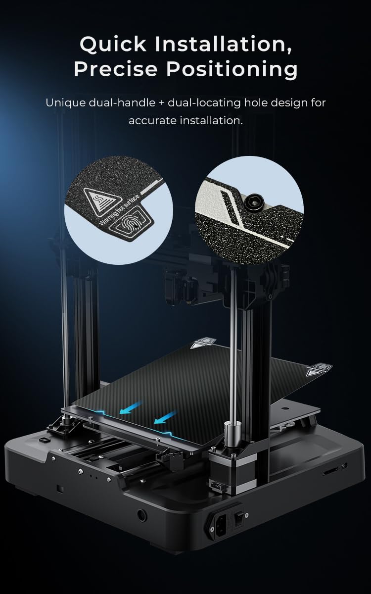 Creality K1 Smooth PEI Build Plate, Original Magnetic 3D Printer Build Bed, for Creality K1/Ender 3 V3 SE/Ender-3 S1/Ender-3 S1 Pro/Ender-5 S1 and All 235 * 235mm Size 3D Printer Creality