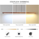 Mikeru Linear Chandelier, 47" Modern Chandelier Walnut LED Dimmable 3000k-6000k Wood LED Pendant Light, Hanging Light Fixture for Restaurant Bar Office Living Room Mikeru