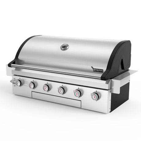 Brand-Man Propane Gas Grill, 40-Inch 6-Burner Built-In Head BBQ Island Outdoor Kitchen, Natural Gas Convertible, Heavy Duty 304 Stainless Steel, 60,000BTUs BRANDMAN GRILLS SINCE 1987