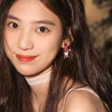 JeanBeau 4 Pairs Christmas Wooden Santa Dangle Drop Earrings Bulk for Women Cute Holiday Earrings Lightweight Wood Round Stud Xmas Book Decoration Accessories Jewelry Gift Jean Beau