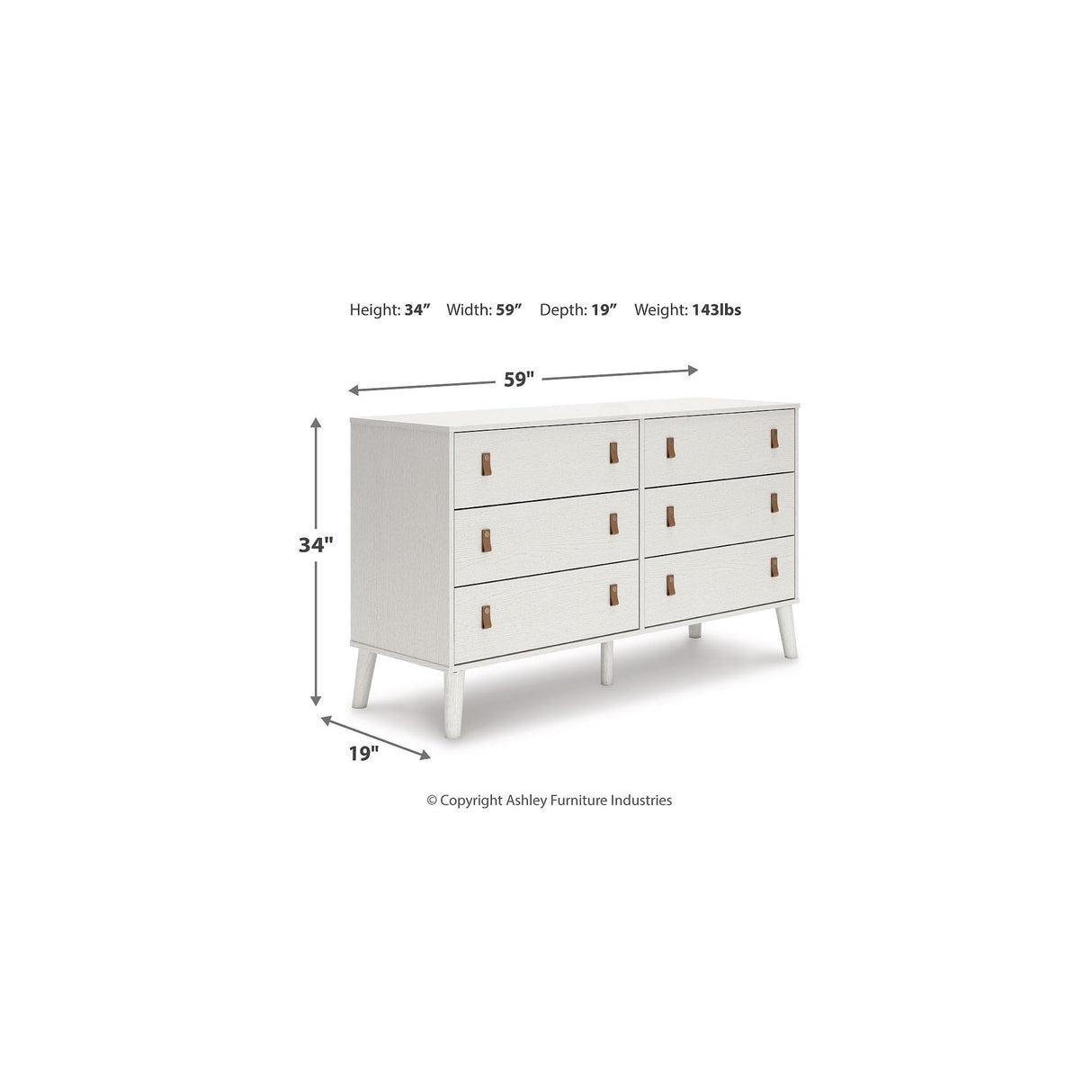 Signature Design by Ashley Aprilyn Farmhouse 6 Drawer Dresser, Whitewash Signature Design by Ashley