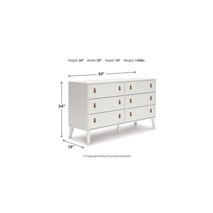 Signature Design by Ashley Aprilyn Farmhouse 6 Drawer Dresser, Whitewash - WoodArtSupply