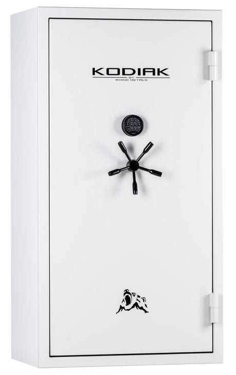 Kodiak Home Gun Safe for Rifles & Pistols | KGX6736W by Rhino Metals with New SafeX Security System | 46 Long Guns & 8 Pistol Pockets | 60 Minute Fire Protection | Gloss White Finish | 690lbs Kodiak