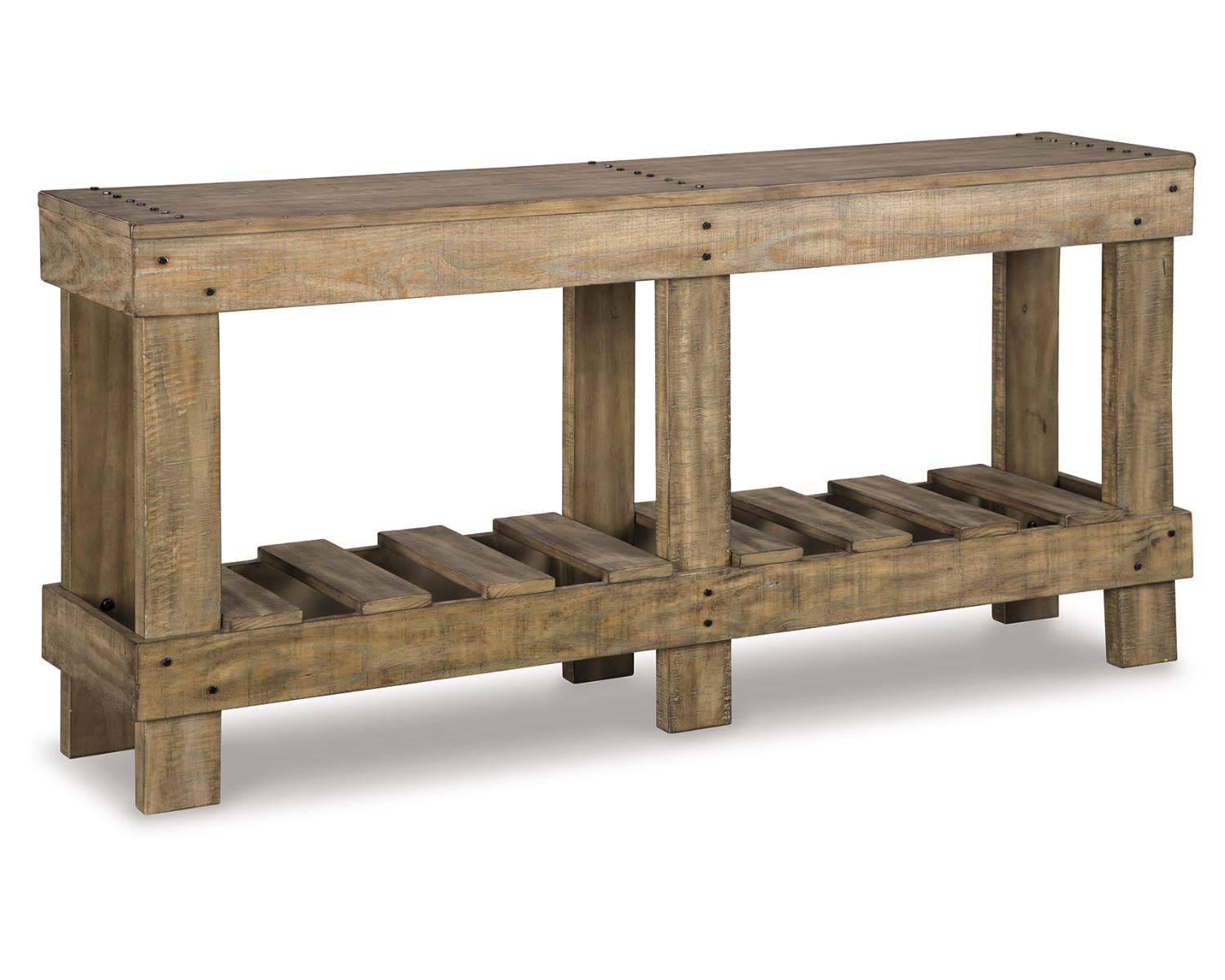 Signature Design by Ashley Susandeer Rustic Farmhouse Console Sofa Table, Brown - WoodArtSupply