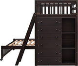 Harper & Bright Designs Twin Over Full Bunk Beds with Six Drawers and Flexible Shelves,Wooden Bunk Beds with Storage and Removable Bottom Bed for Kids Girls Boys,No Box Spring Needed (Espresso) Harper & Bright Designs