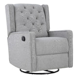 Suite Bebe Bryton Gliding Swivel Recliner - Tufted Woven Gray Fabric Suite Bebe