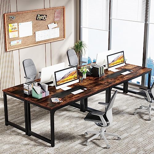 Tribesigns 6 ft Rectangular Conference Table, 70.9'' Industrial Modern Meeting Table for 6 People, Seminar Boardroom Table for Office Conference Room, Rustic Brown Tribesigns