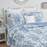 Laura Ashley - Queen Quilt Set, Reversible Cotton Bedding with Matching Shams, Home Decor for All Seasons (Bedford Delft Blue, Queen) Laura Ashley