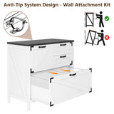 Lateral File Cabinet with 4 Drawers Farmhouse File Cabinet for Letter/Legal/A4 Size Hanging Files, Large Wood File Storage Cabinets Printer Stand for Home Office Cabinet, White and Black Halitaa