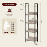 MAHANCRIS Bookshelf, 5-Tier Bookcase, Standing Book Shelf for Small Space, Storage Shelf Organizer, for Living Room, Bedroom, Study, Balcony, Greige and Black BKHG5501 MAHANCRIS