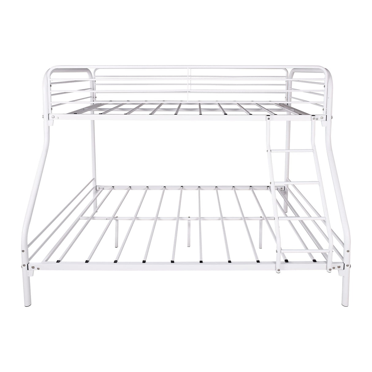 Maliacife Metal Bunk Bed with Ladder and High Guardrail,Twin Over Full Size Bed Frame,Storage Space,Noise Free,No Box Spring Needed,White Maliacife