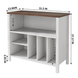 Record Player Stand, Mid-Century Vinyl Record Storage Cabinet, 3-Tier Record Player Holder, Turntable Stand with 4 Cabinet up to 220 Albums, End Table for Bedroom Music Room Living Room, White FFBCFDK