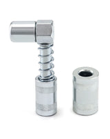 QWORK 90 Degree Grease Coupler Adapter with Sleeves, Grease Gun Coupler Snaps onto Grease Fittings in Tight Spaces for Auto, Farm, Truck or Industrial Use QWORK