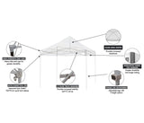 E-Z UP Ambassador Instant Pop Up Canopy Tent, 10' x 10', Roller Bag and 4 Piece Spike Set, White E-Z UP