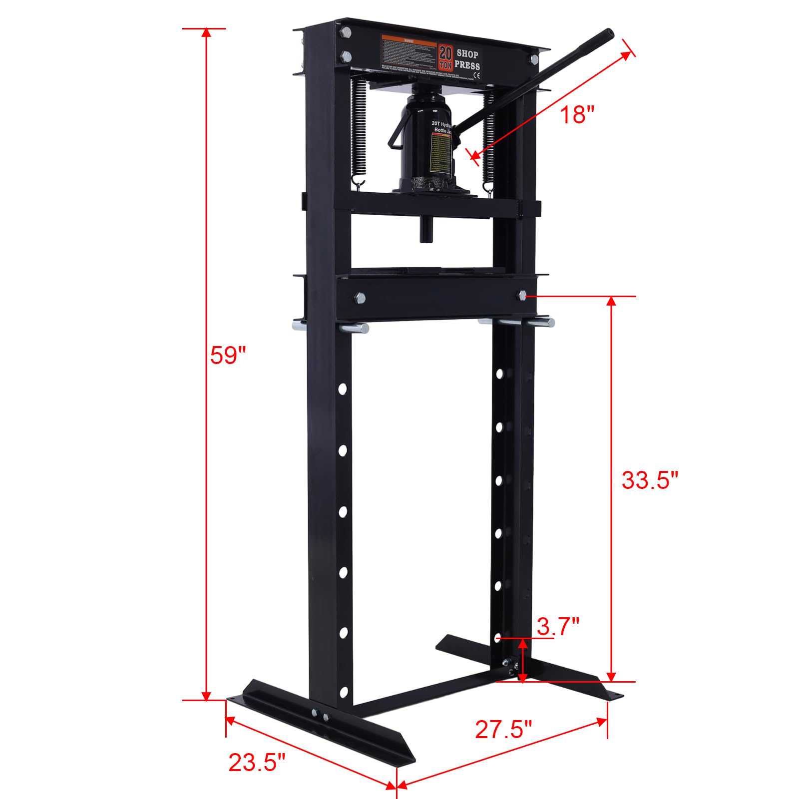 20 Ton Hydraulic Shop Press with Press Plates Adjustable Working Table H-Frame Garage Floor Press Including Bending Straightening Pressing Components Floor Stand Jack for Gears and Bearings - WoodArtSupply