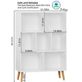 YAHARBO White Bookshelf,3 Tier Book Shelf with Legs, 7 Cube Minimalist Bookcase,Storage Organizer Shelves Display Bookcases for Bedroom,Living Room YAHARBO