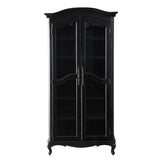 Farmhouse Arched Display Cabinet Bookcase Bookshelf with Glass Doors and Adjustable Shelves, 72" Tall 6 Tiers French Country-Inspired Wooden Curio Cabinet for Living Room, Office (Distressed Black) ZESTO PASSION FOR LIVE