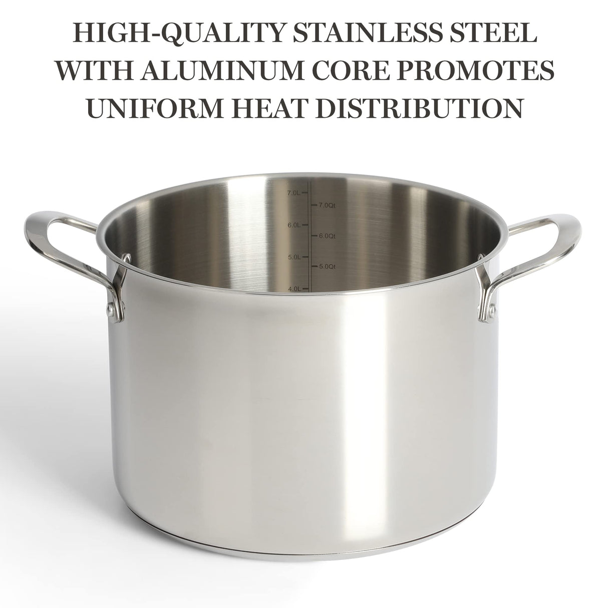 Martha Stewart Castelle 10 Piece 18/8 Stainless Steel Induction Safe Pots and Pans Non-Toxic Triply Bottom Kitchen Cookware Set Martha Stewart