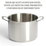 Martha Stewart Castelle 10 Piece 18/8 Stainless Steel Induction Safe Pots and Pans Non-Toxic Triply Bottom Kitchen Cookware Set Martha Stewart