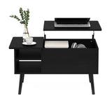 Furinno Jensen Living Room Wooden Leg Lift Top Coffee Table With Hidden Compartment and Side Open Storage Shelf, Americano Furinno