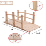 Koopee LEEXCCOS Higher Quality & Stronger Wooden Garden Bridge for Outdoors 5ft, More Durable Landscape Arch with Safety Railsm, 500lbs Capacity Decorative Pond Bridge (Natural Wood) Koopee