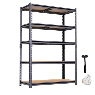 ZEUKMXOO 5 Tier Metal Shelving Unit, Storage Shelf Rack 2400 lbs, 28''×12''×60'' Adjustable Shelving, Metal Shelves for Garage, Garage Organizer Shelves
