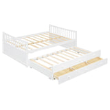 Harper & Bright Designs Full Size Daybed with Twin Size Trundle and 3 Storage Drawers, Wood Full Captain’s Bed with Trundle Bed, Full Platform Bed Great for Kids Guests Sleepovers (White) Harper & Bright Designs