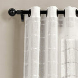 Lush Decor Farmhouse Textured Grommet Sheer Window Curtain Panel Pair, 38"W x 84"L, White Lush Decor