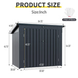 JT Metal Garbage Bin Shed, 65" x 54" x 60" Outdoor Storage Shed with Lockable Door, Waterproof Galvanized Trash Can for Garden Patio, Backyard, Lawn, Black JT