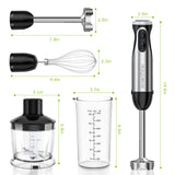 Bonsenkitchen Immersion Blender, 20 Variable Speeds & Turbo, 4-In-1 Stainless Steel Handheld Blender Stick Mixer with Egg Whisk, Beaker & Chopper Bowl Bonsenkitchen
