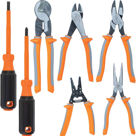 Klein Tools 9421R 1000V Insulated Plier Tool Set with 3 Pairs of Pliers, Cable Cutter, Wire Stripper, and 2 Screwdrivers, 7-Piece Klein Tools