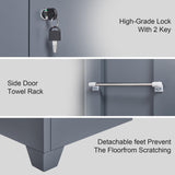 IRONFFICE Broom Storage Cabinet,65" H Utility Closet with Pegboard,Cleaning Cabinet with Locking for Laundry Room,Grey IRONFFICE