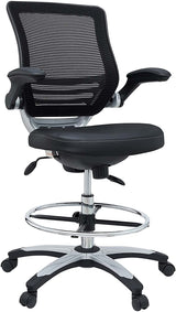 Modway Edge Drafting Chair - Reception Desk Chair - Flip-Up Arm Drafting Chair in Black Modway