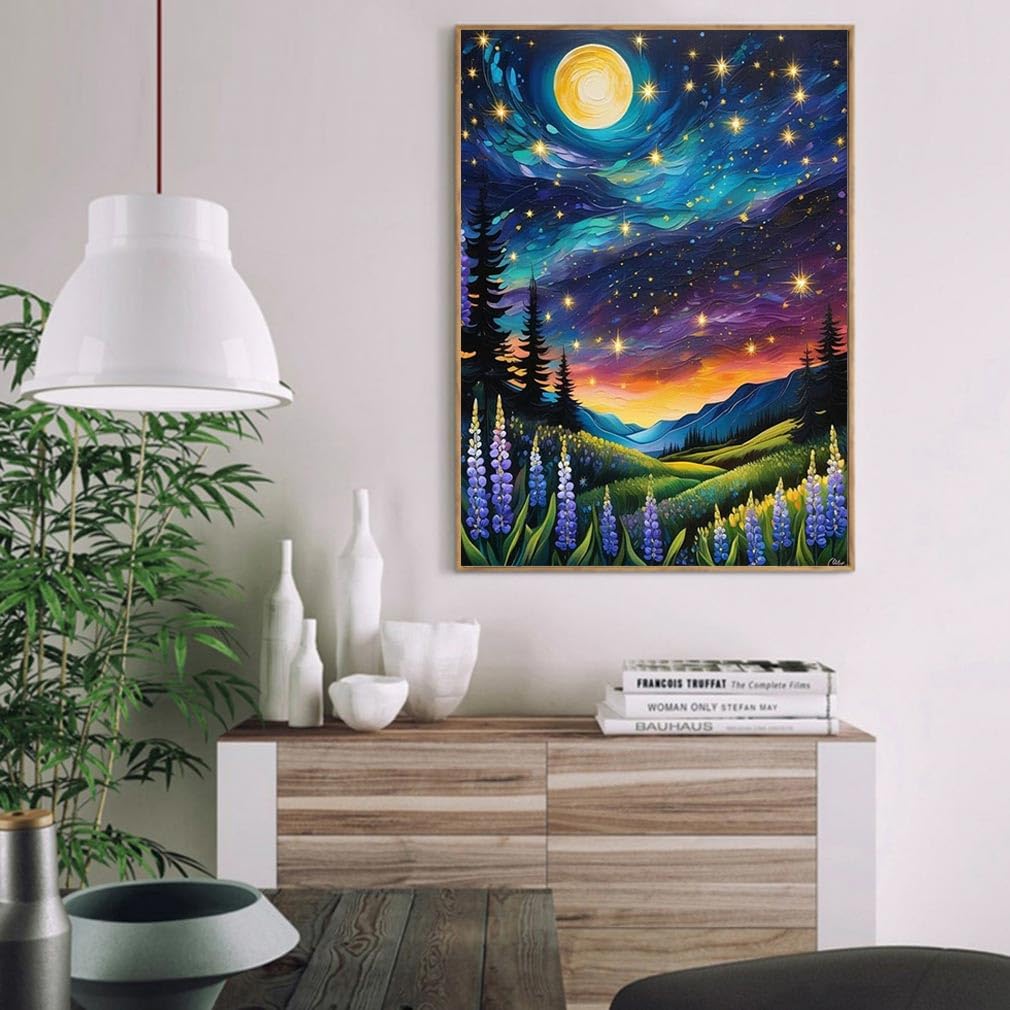 Paint by Numbers Kit for Adults-Starry Sky Paint by Number Kits on Canvas Without Frame, DIY Abstract Landscape Adults' Paint-by-Number Kits Oil Painting for Home Wall Decor16x20inch Generic