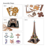 CubicFun 3D Puzzle for Adults Eiffel Tower with Shining LED Lights, Romantic Paris Architecture Model Building Kits Decor, Gift for Women Men, 84 Pieces CubicFun
