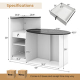 GOFLAME Reception Desk with Lockable Drawer & Adjustable Shelf, Front Counter with Oval Tabletop, Retail Register Stand, Office Computer Desk for Hotel, Black + White GOFLAME