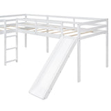 Two Loft Bed L Shaped Twin Bunk Bed with Ladders and Slide, Bunk Bed for Family, Kids, Teens, No Box Spring Needed Flieks