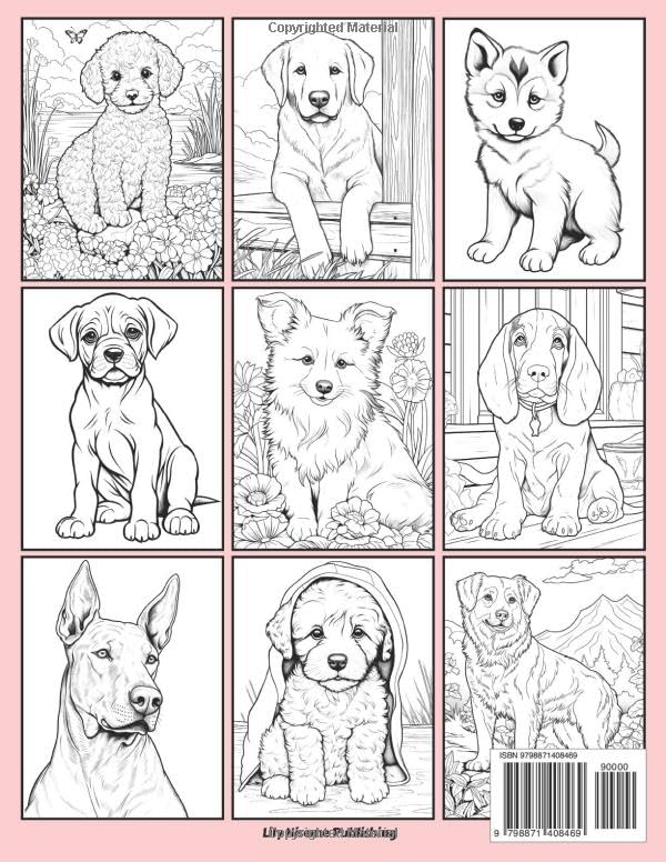 Dogs Coloring Book: 65 Adorable Coloring Pages for Kids Ages 8-12