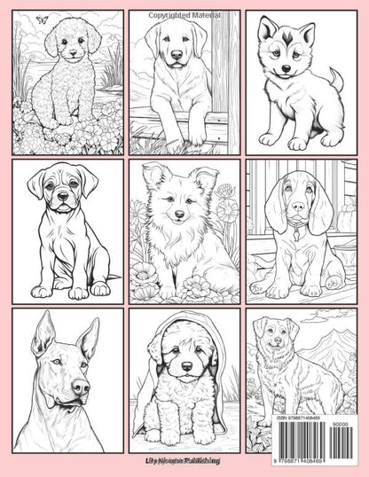 Dogs Coloring Book: 65 Adorable Coloring Pages for Kids Ages 8-12