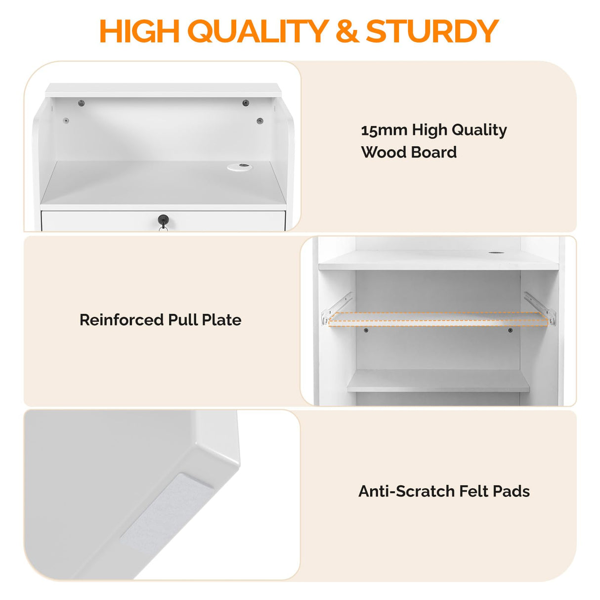OmySalon Reception Desk with Counter, Small Front Desk w/Lockable Drawer, Wooden Modern Reception Table for Salon Lobby Office Home (White, 24) OmySalon
