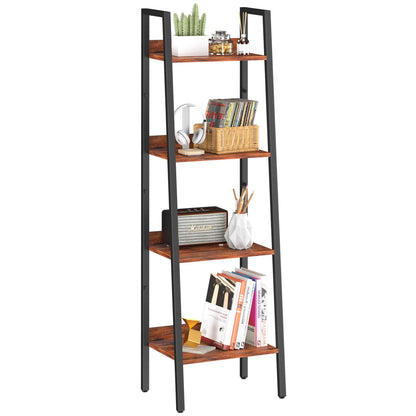 Yoobure Ladder Shelf, 4 Tier Tall Ladder Bookshelf Corner Shelf, Industrial Book Shelf Ladder Bookcase Narrow, Standing Storage Shelves Display Shelf for Bedroom Living Room Office Kitchen Bathroom