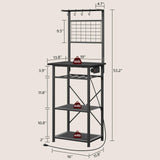 MAHANCRIS Bakers Rack with Power Outlet, Coffee Bar Station with Wine Rack, Bakers Racks for Small Spaces, Microwave Stand for Kitchen, Black BRBK23E01 MAHANCRIS