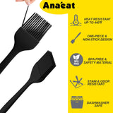 Anaeat 2 Pack Silicone Basting Pastry Brushes - Heat Resistant Brush with Soft Bristles, Hygienic One Piece Design, Marinade Brush Great in Baking for Spreading Oil Butter Sauce BBQ Grill (Black) Anaeat
