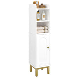 Hzuaneri Bathroom Storage Cabinet, Small Corner Floor Cabinet with Door and Shelves, Narrow Toilet Paper Cabinet, Bathroom Organizer with Adjustable Shelf, for Small Spaces, White BC08203X Hzuaneri