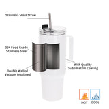 PYD Life 2 Pack Sublimation 40 OZ Tumblers with Handle Blanks White Coffee Mugs Insulated Reusable Travel Cups with Lid and Stainless Straw for Tumbler Heat Press Sublimation Oven Printing PYD Life