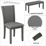 Trygoal Dining Table Set for 6, Farmhouse 6 Piece Dining Room Table Set with Rectangular Table, 4 Upholstered Backrest Chairs and Bench, Counter Height Kitchen Sets with Warm Woodgrain Finish, Gray Trygoal