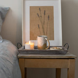 Aglary Wooden Tray Candle Holder with Black Metal Handles, Rectangular Centerpiece for Dining Table. Home Decor Accessories for Coffee Table, Kitchen Counter, Fireplace or Farmhouse. AGLARY