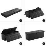 DocSafe Storage Ottoman Bench,Fireproof＆Waterproof Folding Bench with Lock(15”x 43”x15”),Leather Storage Chest with Handles＆2 Extra Boxes,Ottoman Safe for Bedroom,Living Room,Home Office,Black DocSafe