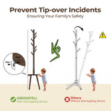 GREENSTELL Coat Rack with 8 Hooks, Wooden Coat Rack Freestanding with Shelf, Coat Tree with 4 Height Options 50.5"-72.6", Coat Hanger Stand for Bags, Clothes, Umbrellas, Hats, in Home, Brown GREENSTELL